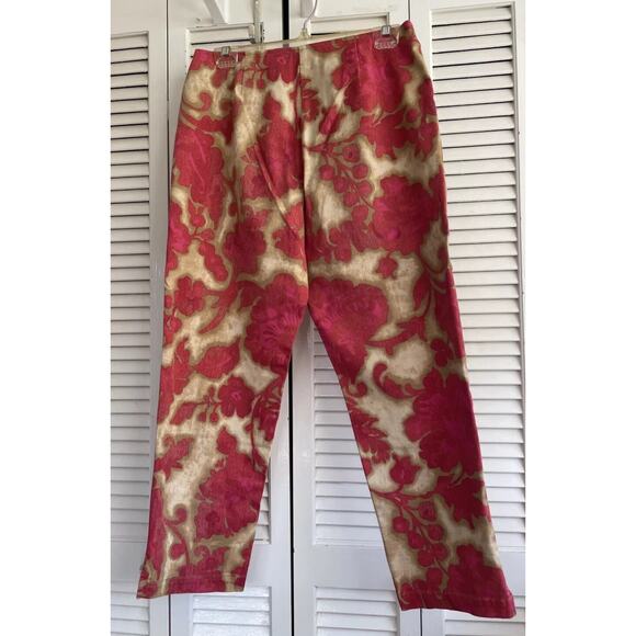 Sigrid Olsen Sz 10P Sport Women's Pink/Beige Floral Pattern Ankle Pant Slacks - Picture 2 of 13
